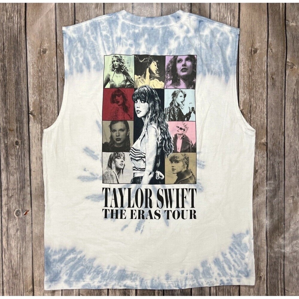 Taylor Swift The Eras Tour Blue Tie Dye Muscle Tank Top Shirt Size Med Loose Fit